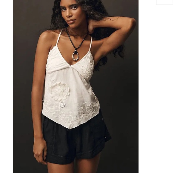 Anthropologie - camisole, handkerchief style white tank, L - Picture 3 of 13